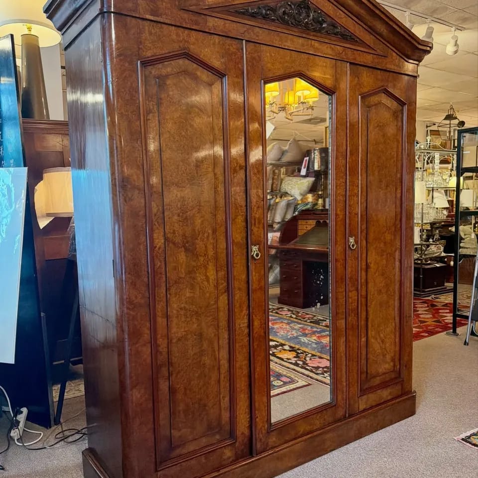 19th-Century French Walnut Triple Wardrobe image