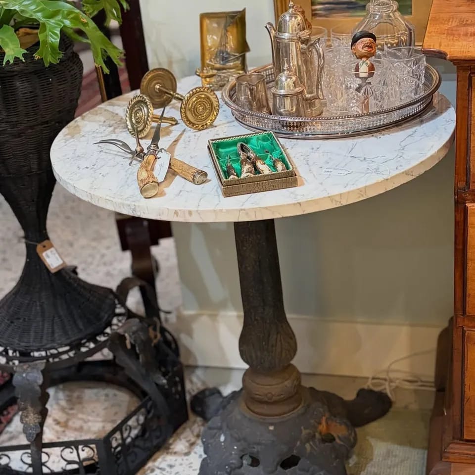 Marble & Iron Bistro Table/ Original Paint orig. image