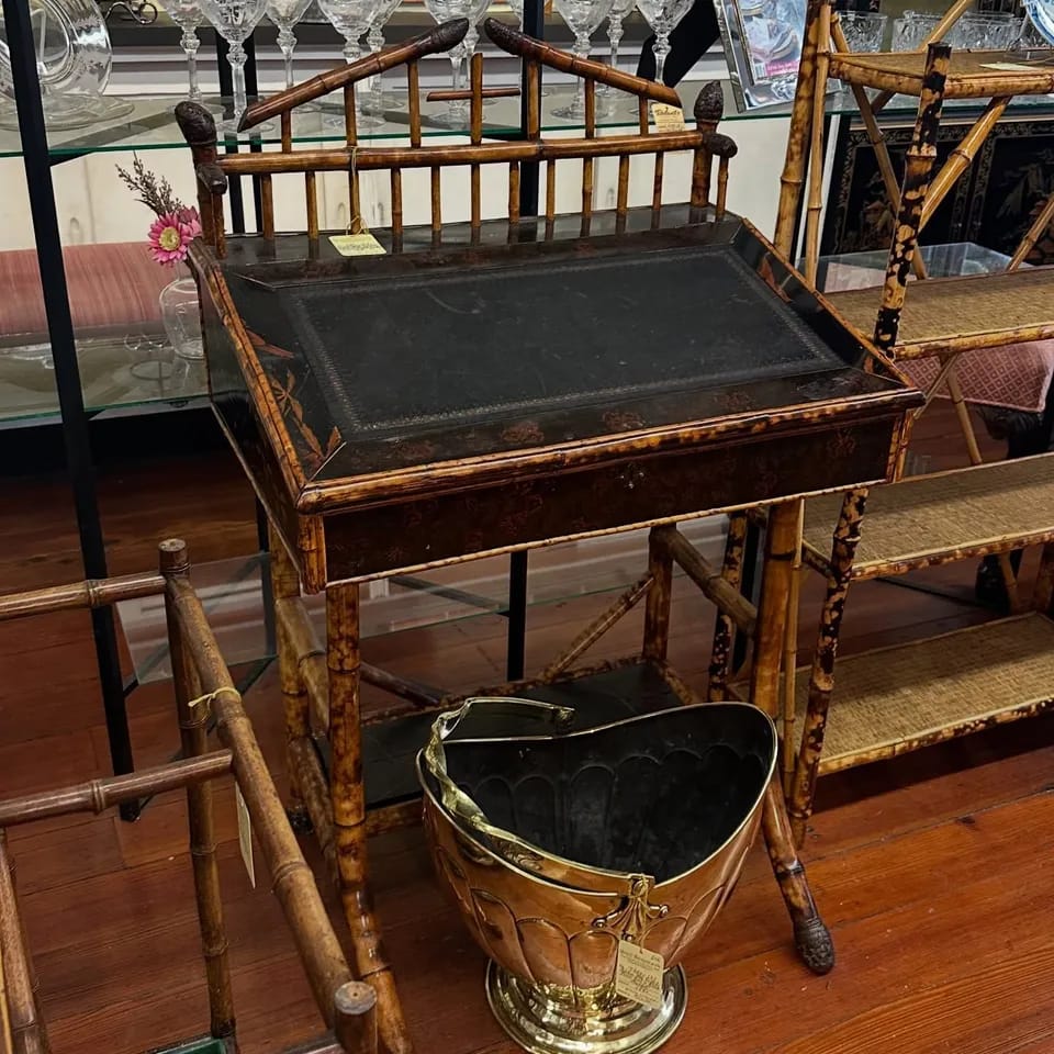 Antique Tiger Bamboo Writing Desk image