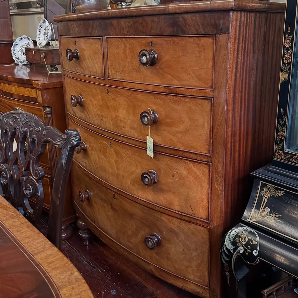 Antique Bow-Front Chest of Drawers image